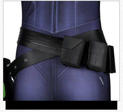 Toxic Green Black Tight Bodysuit Cosplay Set - Helmet Mask Gloves Belt Female Venom Theme Outfit