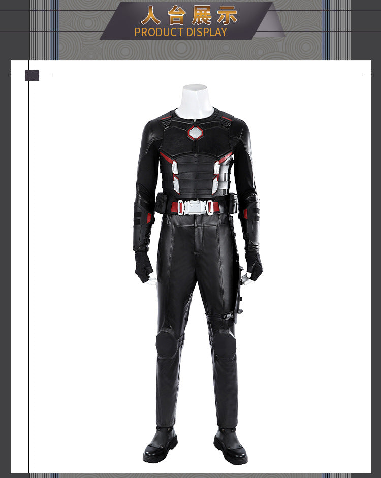 Dark Daywalker Black Jumpsuit with Silver Details - Sword Harness Cosplay Costume Men Leather Look