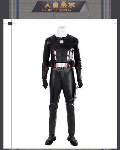 Dark Daywalker Black Jumpsuit with Silver Details - Sword Harness Cosplay Costume Men Leather Look