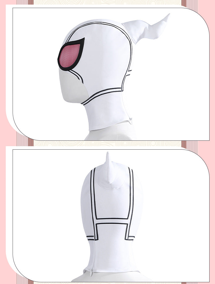 Pink Tactical Suit with White Accents & Black Details - Full Female Cosplay Ensemble Mask Holsters Belt