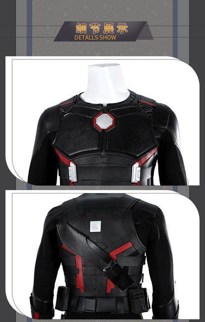 Dark Daywalker Black Jumpsuit with Silver Details - Sword Harness Cosplay Costume Men Leather Look