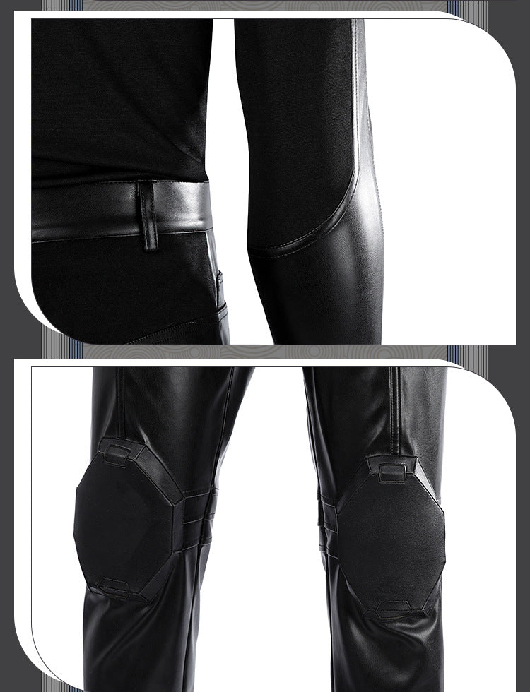 Dark Daywalker Black Jumpsuit with Silver Details - Sword Harness Cosplay Costume Men Leather Look