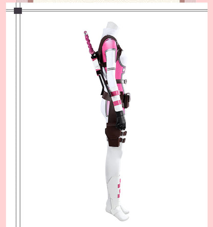 Pink Tactical Suit with White Accents & Black Details - Full Female Cosplay Ensemble Mask Holsters Belt