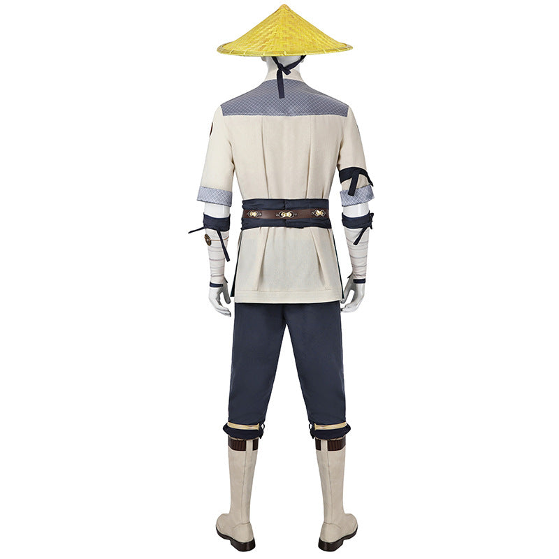 Electric Fighter White Outfit - Blue Accents Cosplay Suit Male | Belt Wrist Guards