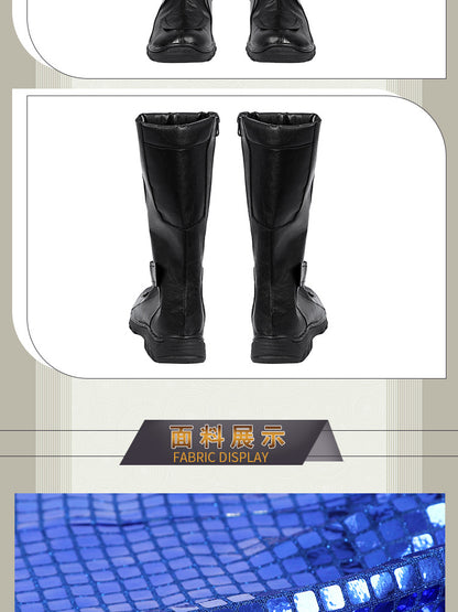 Post-Apocalyptic Red Leather Jacket & Vest Ensemble - Female Combat Armor Cosplay Set | Holsters Gloves