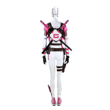 Pink Tactical Suit with White Accents & Black Details - Full Female Cosplay Ensemble Mask Holsters Belt