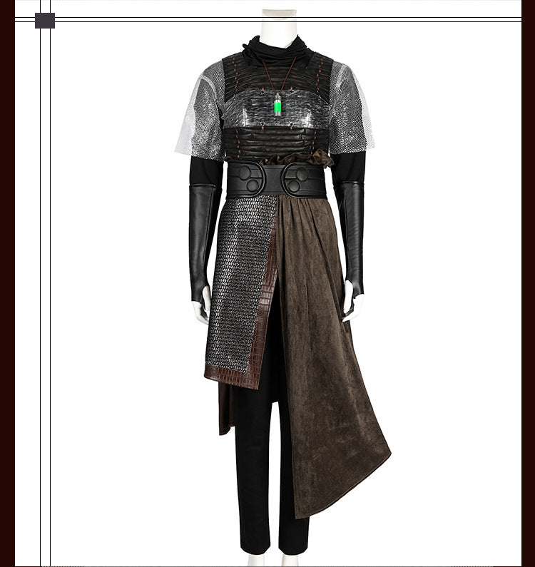 Futuristic Padawan White Robe Costume - Colorful Sash Belt Hooded Ensemble | Sci-Fi Academy Style