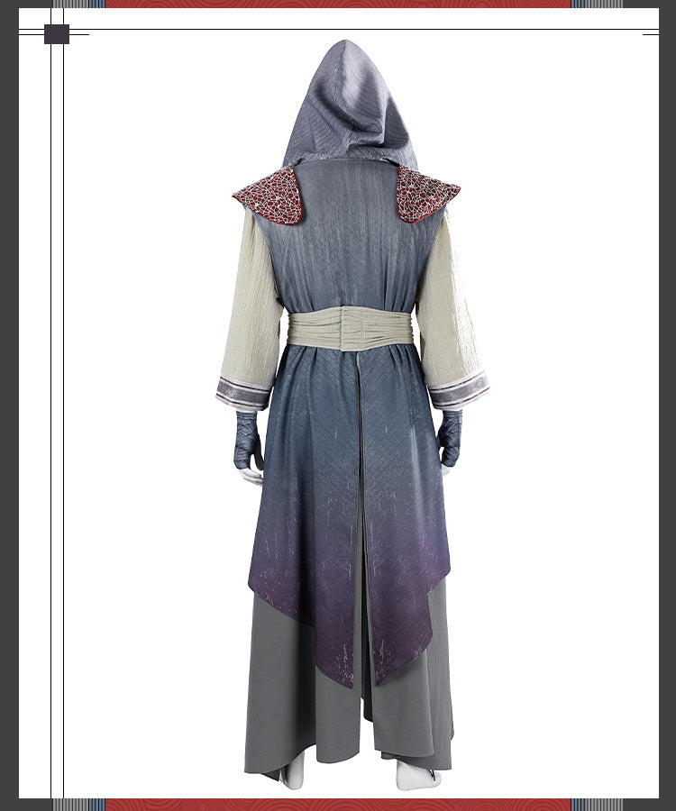 Eastern Warrior Red Black Robes with Conical Hat - Full Cosplay Suit Male | Staff Accessories Halloween Performance