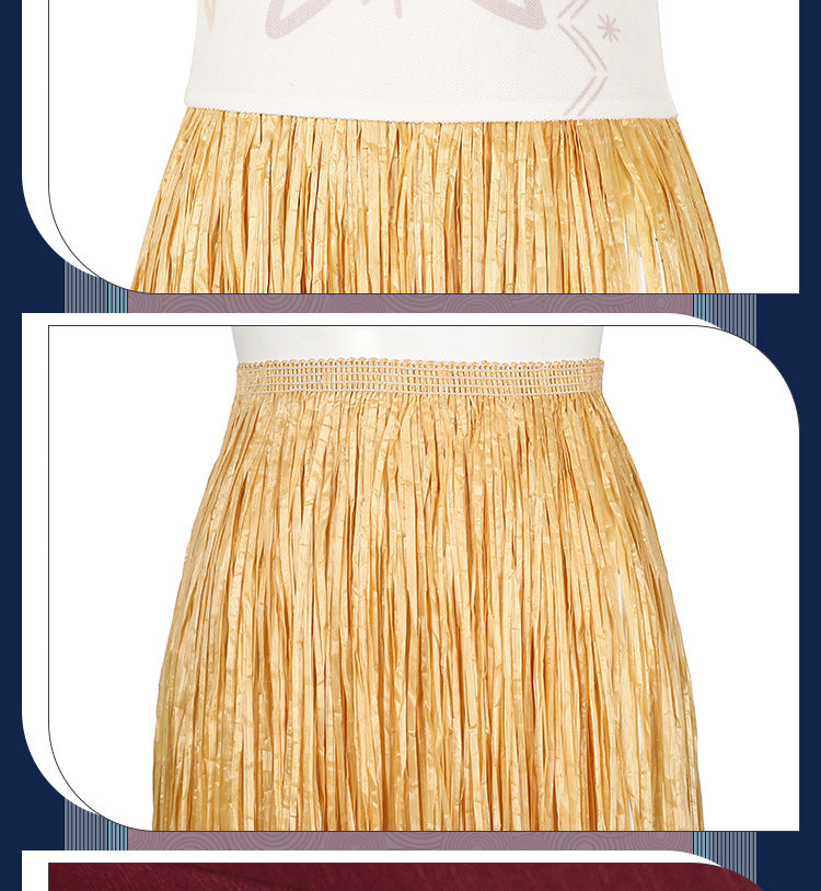 Polynesian Explorer Dress - Manta Ray Print Red Skirt & Crop Top | Women & Children Cosplay Set with Necklace