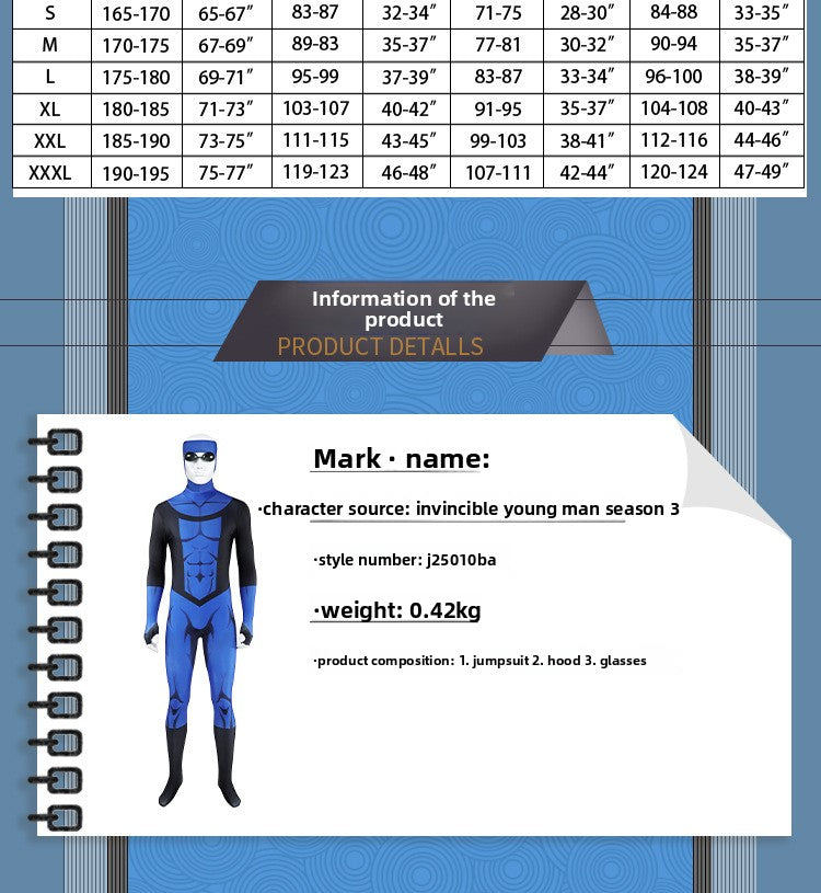 Invincible Hero Cosplay Bodysuit – Mark Adult Full-Body Costume