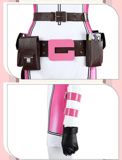Pink Tactical Suit with White Accents & Black Details - Full Female Cosplay Ensemble Mask Holsters Belt