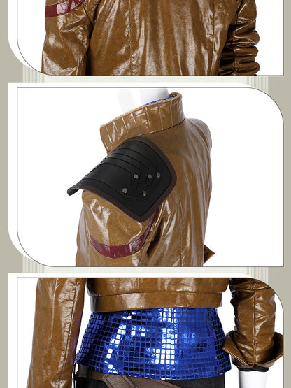 Post-Apocalyptic Red Leather Jacket & Vest Ensemble - Female Combat Armor Cosplay Set | Holsters Gloves