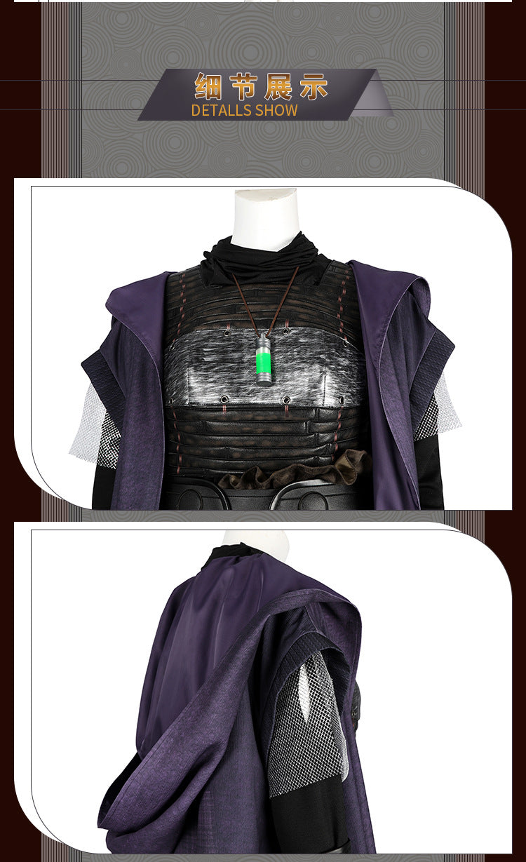 Futuristic Padawan White Robe Costume - Colorful Sash Belt Hooded Ensemble | Sci-Fi Academy Style