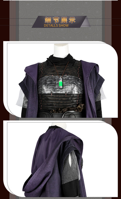 Futuristic Padawan White Robe Costume - Colorful Sash Belt Hooded Ensemble | Sci-Fi Academy Style