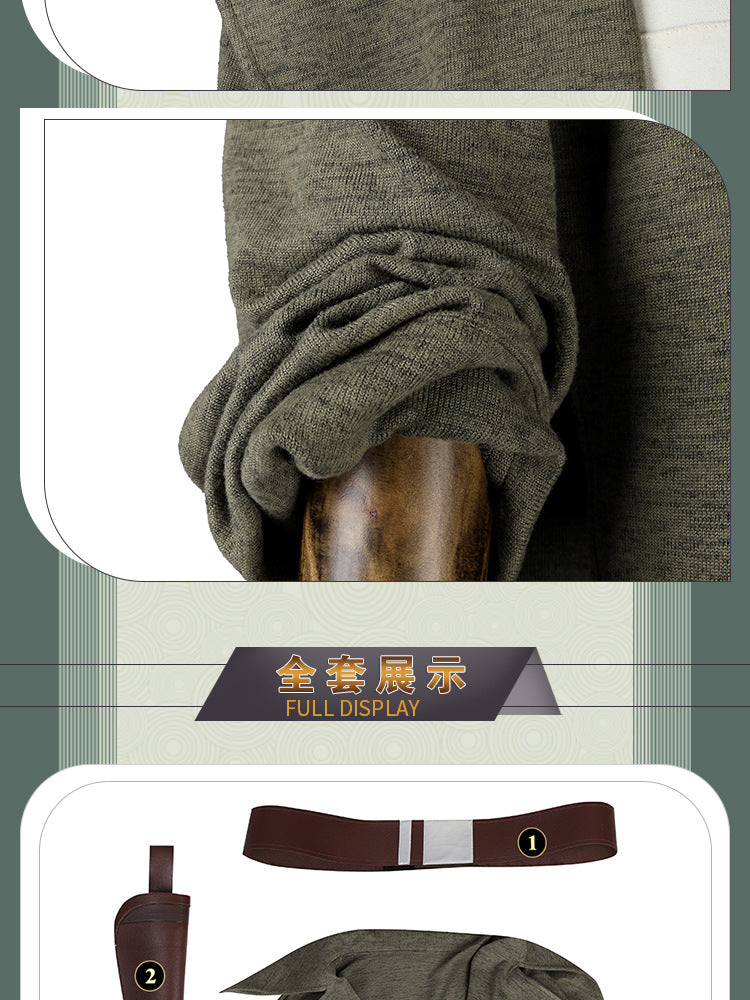 Post-Apocalyptic Black Leather Trench Coat with Red Lining - Long High-Collar Cape Jacket Cosplay