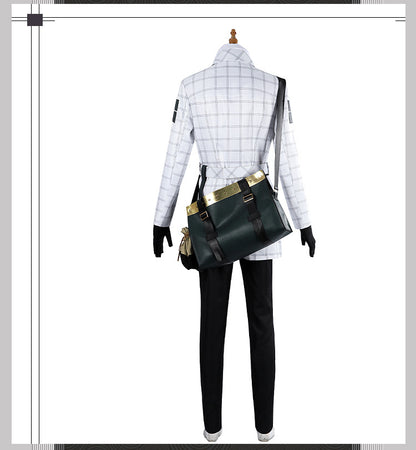 White Double-Breasted Adventurer Uniform - Blue Hairband Sword Scabbard Cosplay Set Male Secondary Style