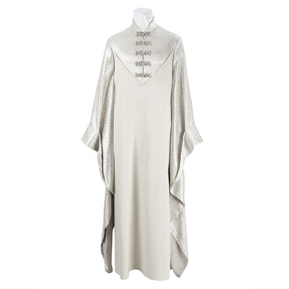 Epic White Flowing Wizard Robe with Hood - Cinematic Fantasy Mage Cosplay Set for Men