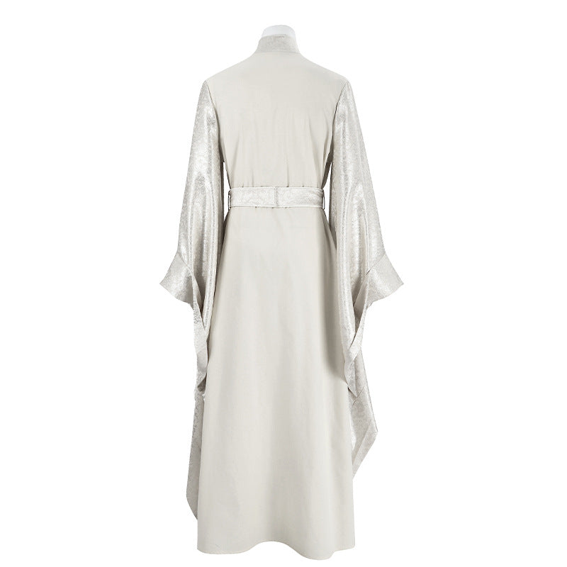 Epic White Flowing Wizard Robe with Hood - Cinematic Fantasy Mage Cosplay Set for Men