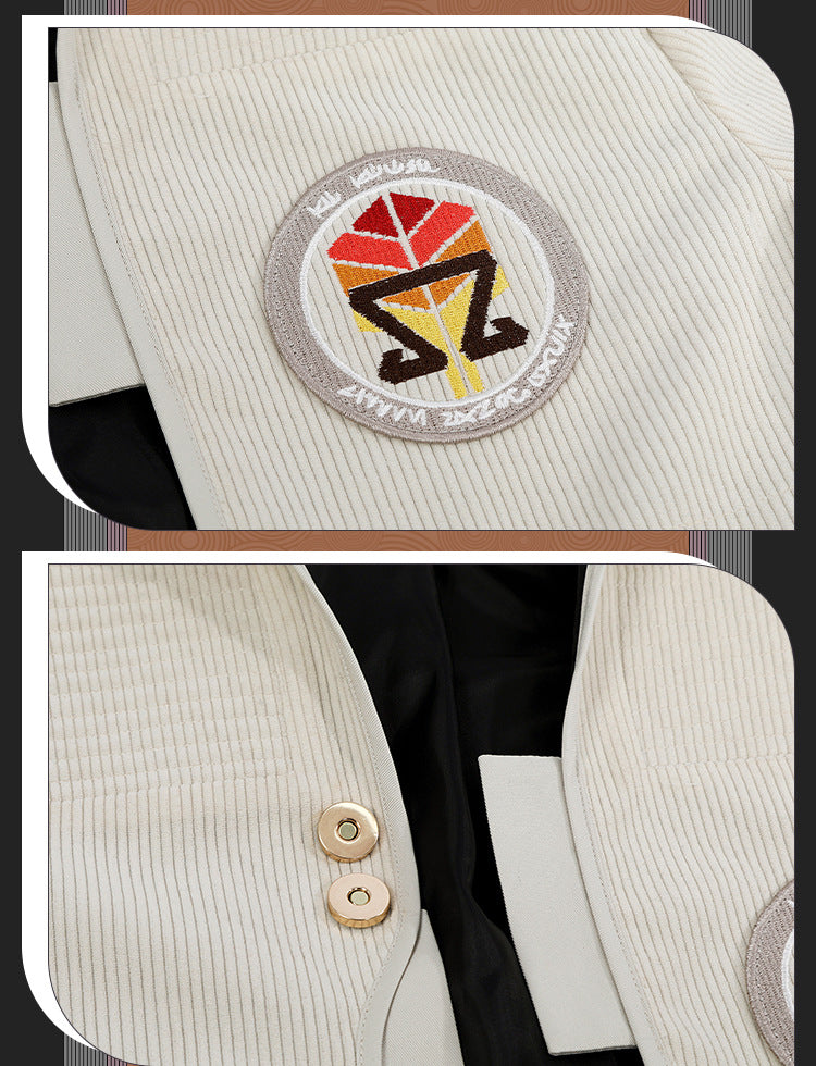 Retro Blue Uniform Jacket with Collar & Patches - Full Cosplay Set Kids/Adult Sci-Fi Academy Style