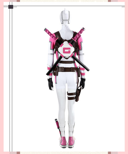 Pink Tactical Suit with White Accents & Black Details - Full Female Cosplay Ensemble Mask Holsters Belt