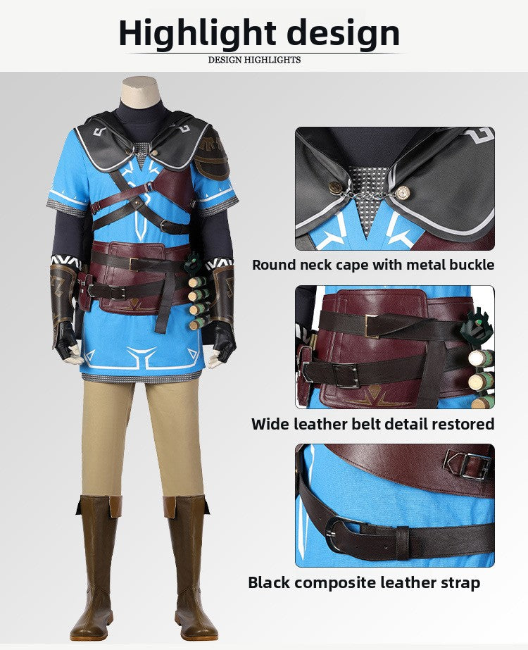 Heroic Adventurer Cosplay Costume – Male Fantasy Outfit with Accessories