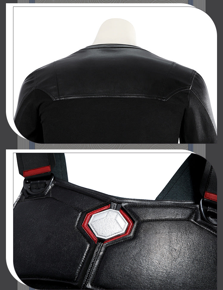 Dark Daywalker Black Jumpsuit with Silver Details - Sword Harness Cosplay Costume Men Leather Look