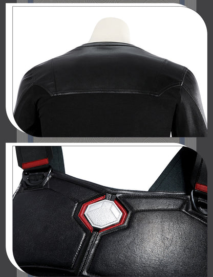 Dark Daywalker Black Jumpsuit with Silver Details - Sword Harness Cosplay Costume Men Leather Look