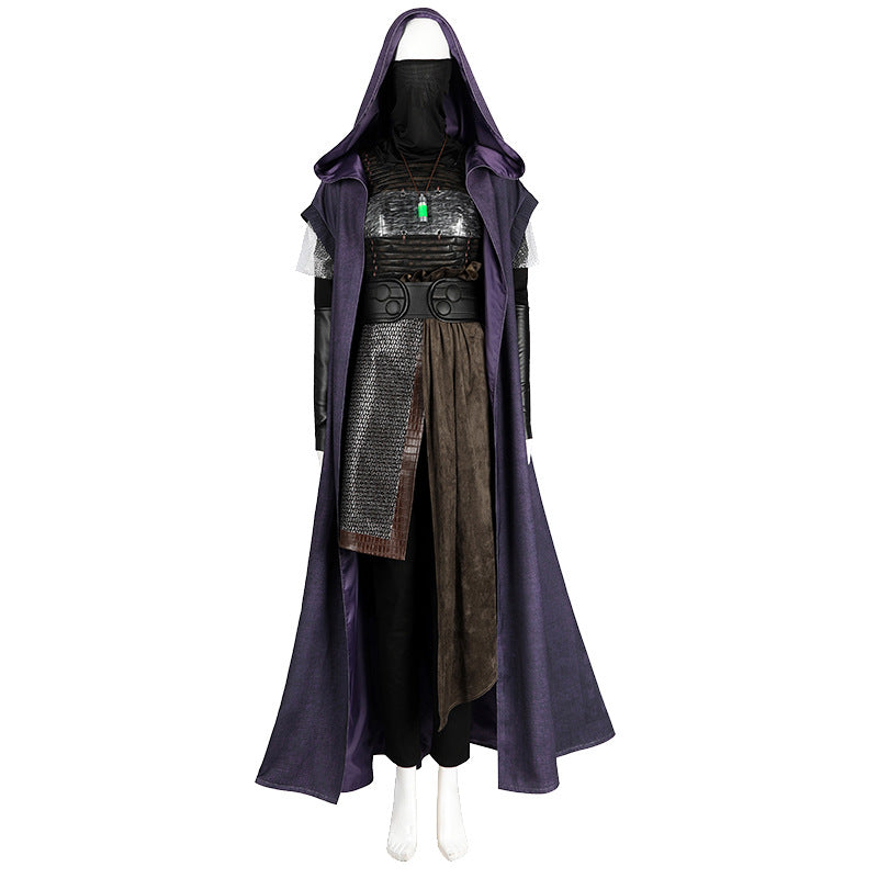 Futuristic Padawan White Robe Costume - Colorful Sash Belt Hooded Ensemble | Sci-Fi Academy Style