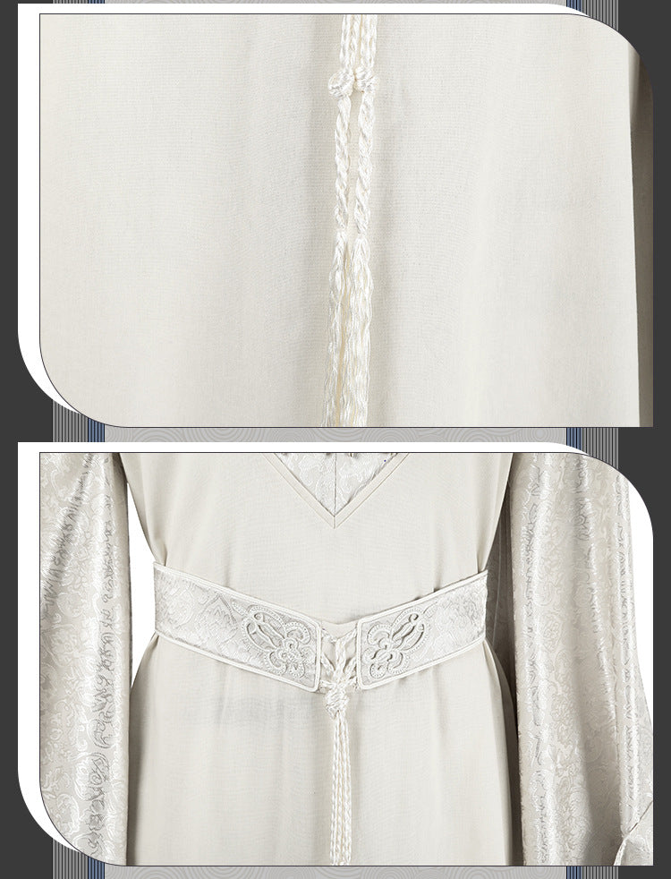 Epic White Flowing Wizard Robe with Hood - Cinematic Fantasy Mage Cosplay Set for Men