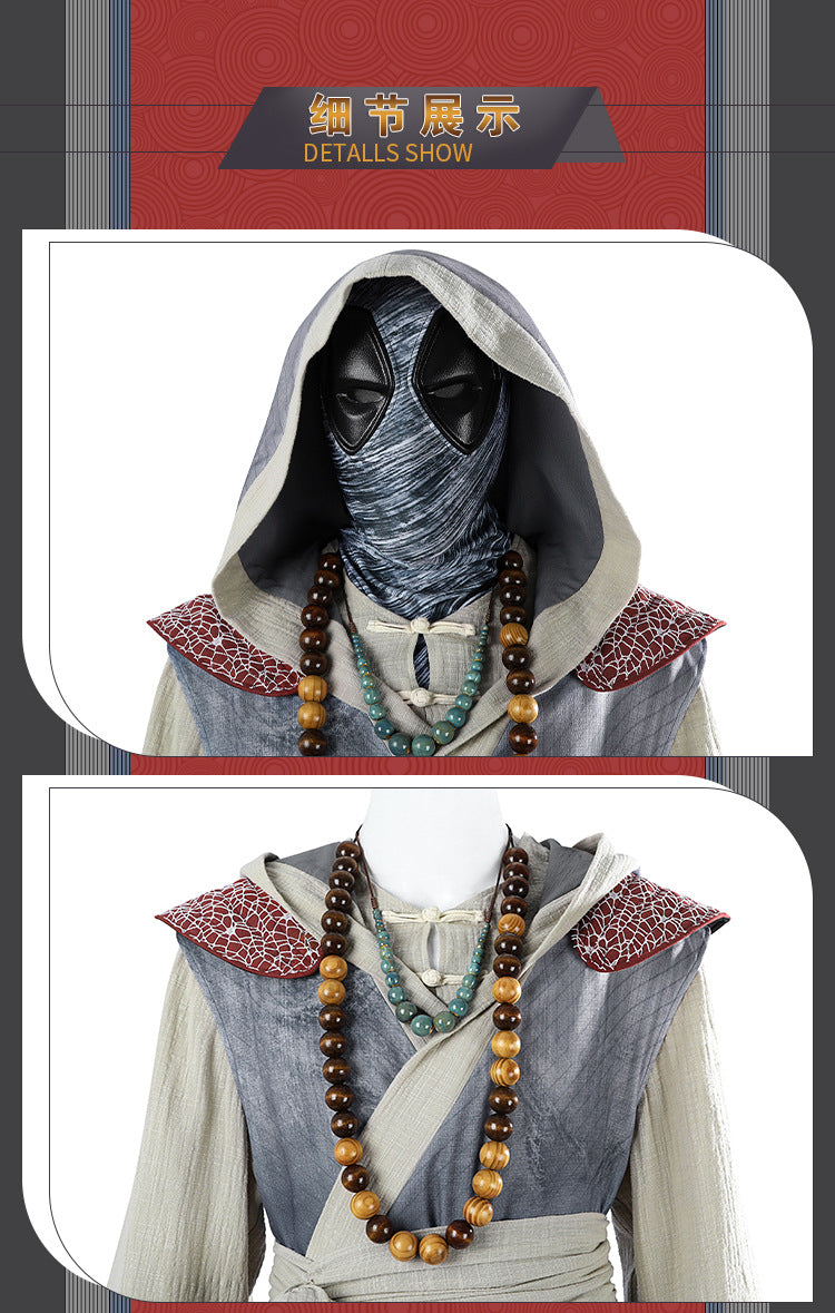 Eastern Warrior Red Black Robes with Conical Hat - Full Cosplay Suit Male | Staff Accessories Halloween Performance