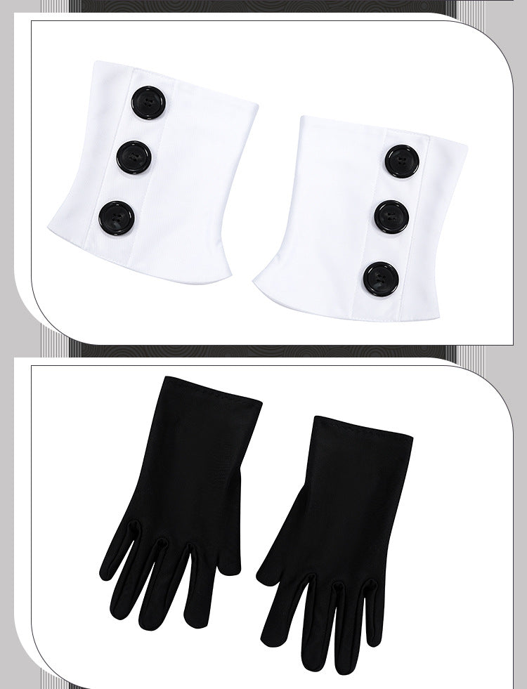 White Double-Breasted Adventurer Uniform - Blue Hairband Sword Scabbard Cosplay Set Male Secondary Style