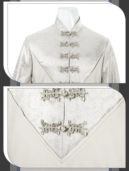 Epic White Flowing Wizard Robe with Hood - Cinematic Fantasy Mage Cosplay Set for Men