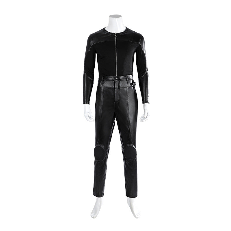 Dark Daywalker Black Jumpsuit with Silver Details - Sword Harness Cosplay Costume Men Leather Look