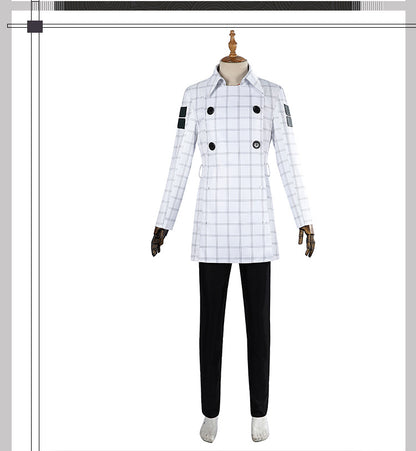 White Double-Breasted Adventurer Uniform - Blue Hairband Sword Scabbard Cosplay Set Male Secondary Style