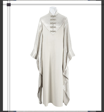 Epic White Flowing Wizard Robe with Hood - Cinematic Fantasy Mage Cosplay Set for Men