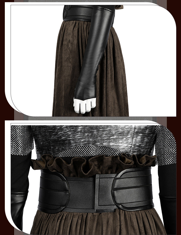 Futuristic Padawan White Robe Costume - Colorful Sash Belt Hooded Ensemble | Sci-Fi Academy Style