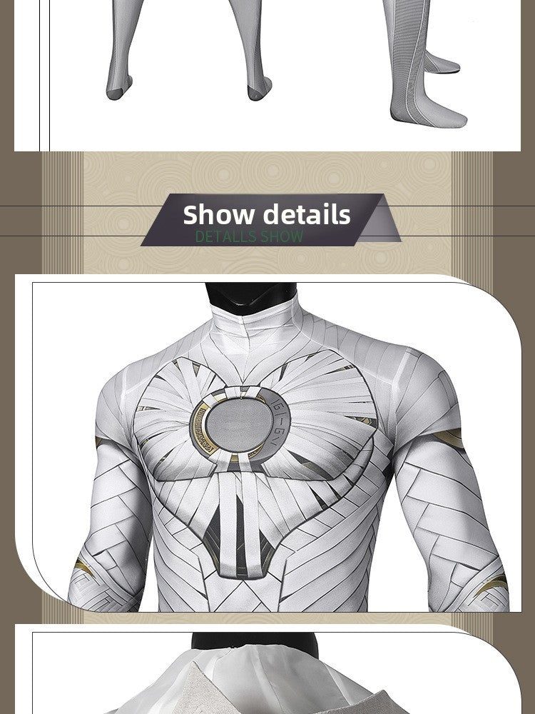 Lunar Hero Cosplay Costume – Bodysuit with Cape for Men