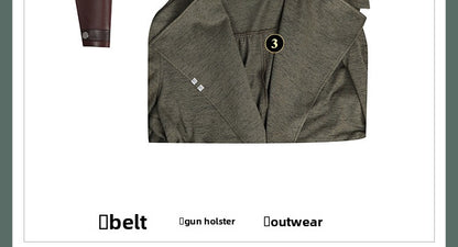 Post-Apocalyptic Black Leather Trench Coat with Red Lining - Long High-Collar Cape Jacket Cosplay