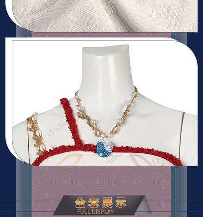 Polynesian Explorer Dress - Manta Ray Print Red Skirt & Crop Top | Women & Children Cosplay Set with Necklace