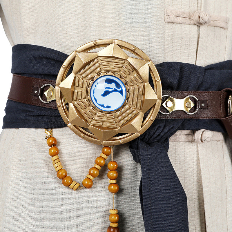 Electric Fighter White Outfit - Blue Accents Cosplay Suit Male | Belt Wrist Guards