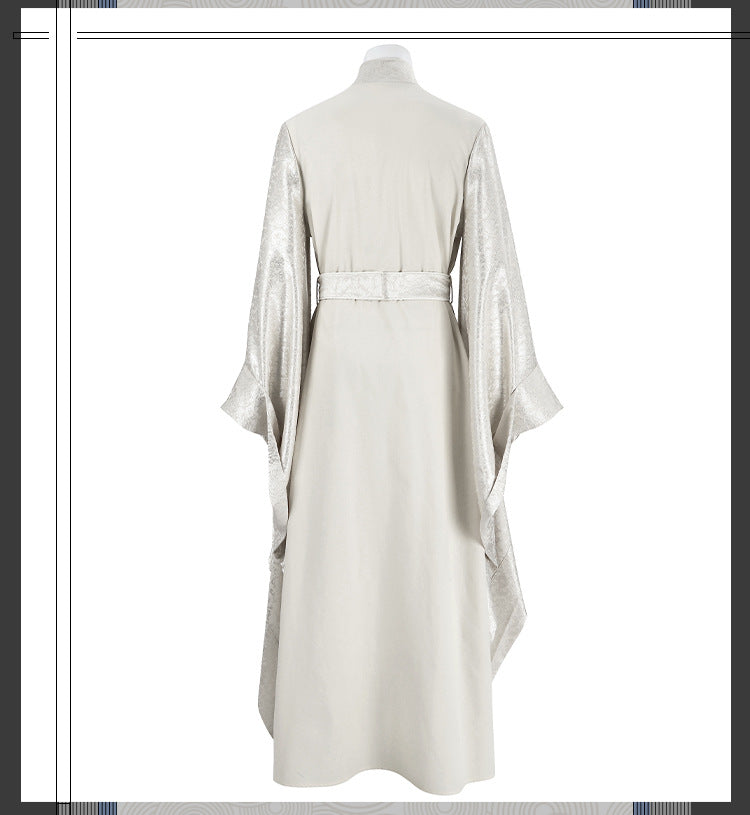 Epic White Flowing Wizard Robe with Hood - Cinematic Fantasy Mage Cosplay Set for Men