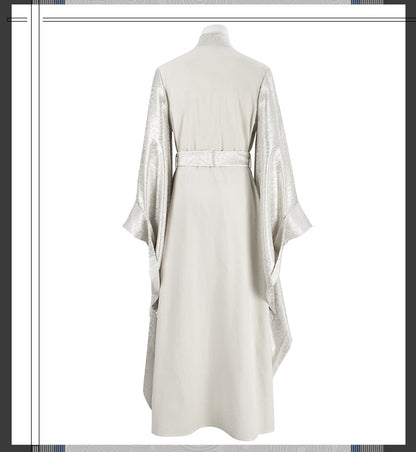 Epic White Flowing Wizard Robe with Hood - Cinematic Fantasy Mage Cosplay Set for Men