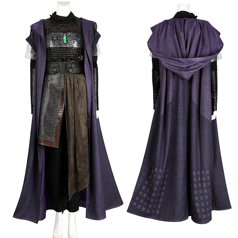 Futuristic Padawan White Robe Costume - Colorful Sash Belt Hooded Ensemble | Sci-Fi Academy Style