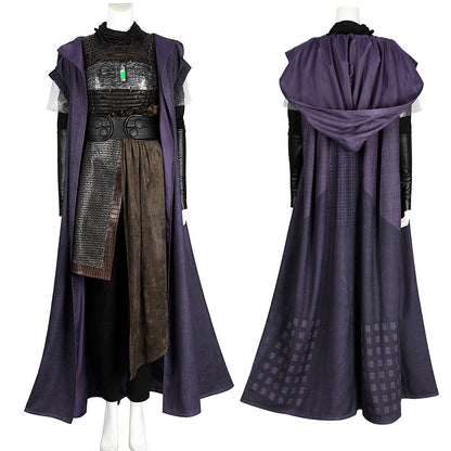 Futuristic Padawan White Robe Costume - Colorful Sash Belt Hooded Ensemble | Sci-Fi Academy Style