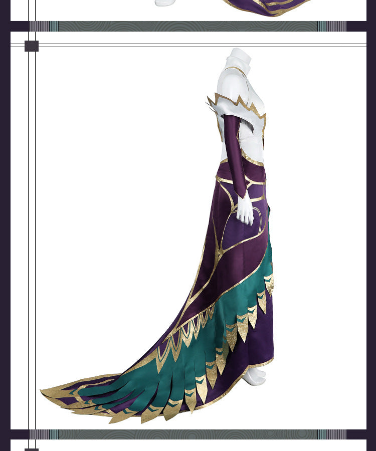 Elegant Black Purple Witch Dress with Wings & Tiara - Full Female Cosplay Ensemble | Gothic Fantasy Style