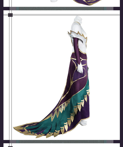 Elegant Black Purple Witch Dress with Wings & Tiara - Full Female Cosplay Ensemble | Gothic Fantasy Style