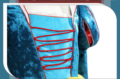 Classic Fairy Tale Princess Dress - Blue & Yellow Puff Sleeve Gown Adult & Kids Cosplay Costume