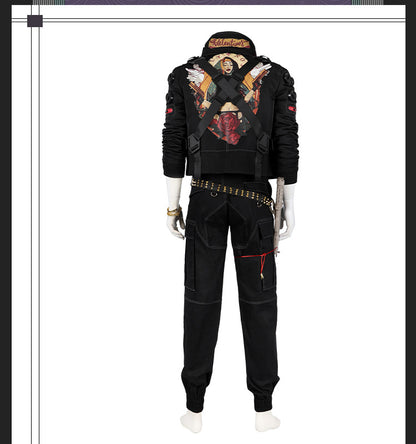 Bold Yellow Street Samurai Jacket Cosplay - Black Pants Belt Full Ensemble Male Cyberpunk Style