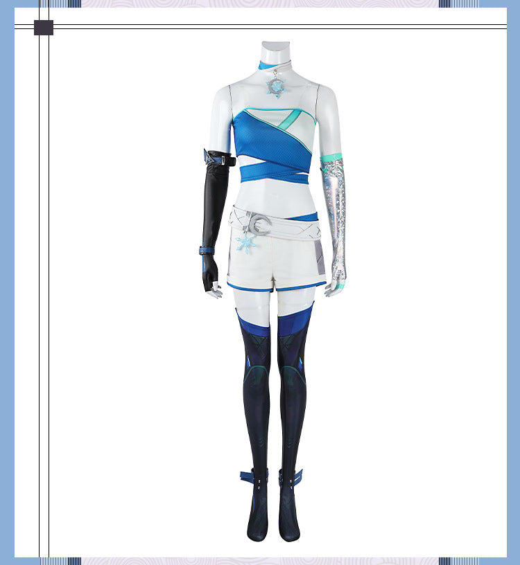 Frost Moon Sorceress Cosplay Costume – Fantasy Ice-Themed Outfit for Women