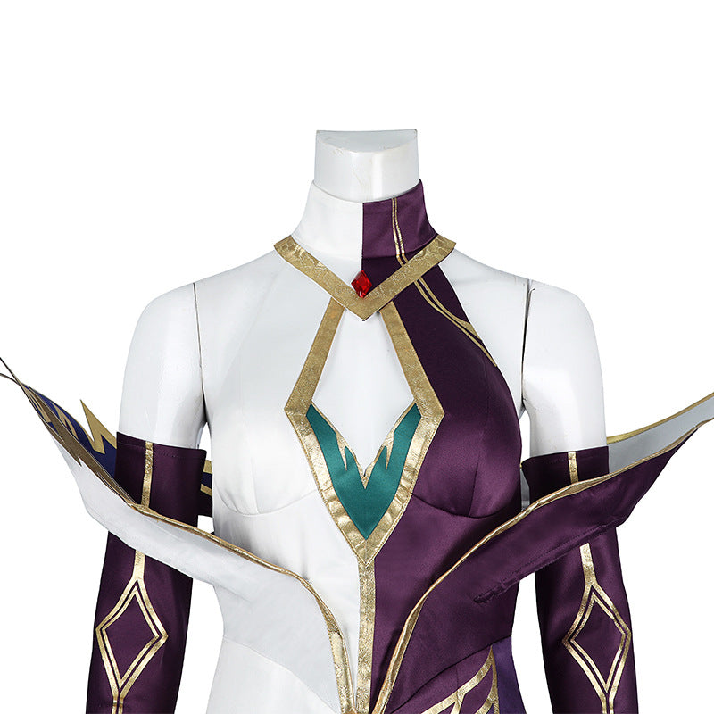 Elegant Black Purple Witch Dress with Wings & Tiara - Full Female Cosplay Ensemble | Gothic Fantasy Style